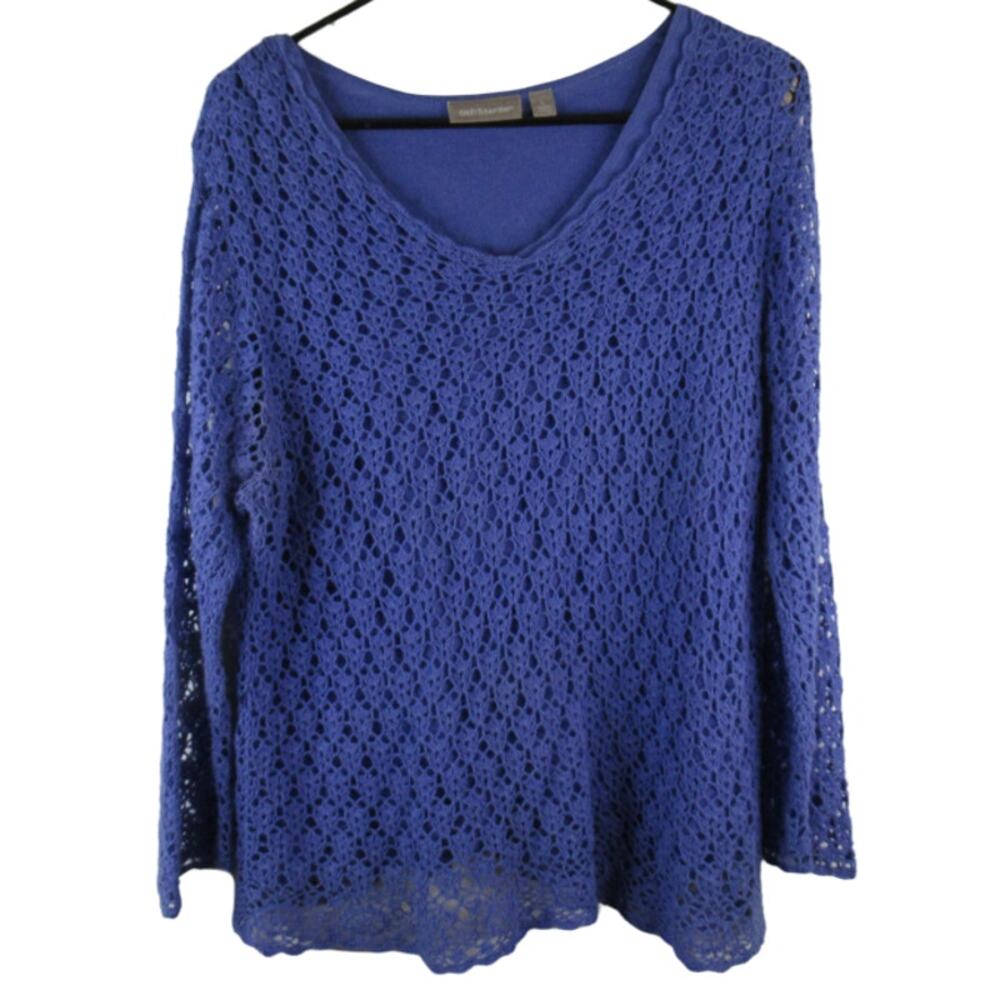 Croft & Barrow Blue lace long sleeve top